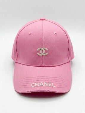 NEW 💖 CHANEL Pink Embroidered Logo Baseball Cap
